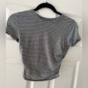 Lulu lemon Gray with white stripes crop top size 4